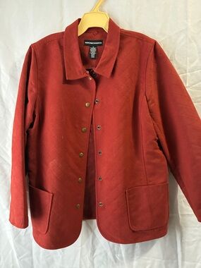 Norton McNaughton Brick Red Quilted Snap-Front Utility Jacket